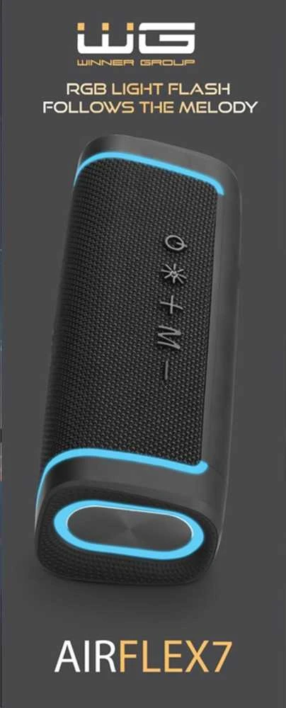 „Winner Group WG“ – „Bluetooth“ garsiakalbis WG AirFlex7, 10 W, TWS, LED, juodas