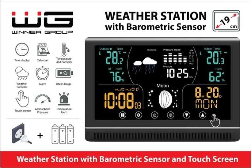 „Winner Group WG“ – meteorologinė stotelė WG3 su lauko jutikliu, juoda