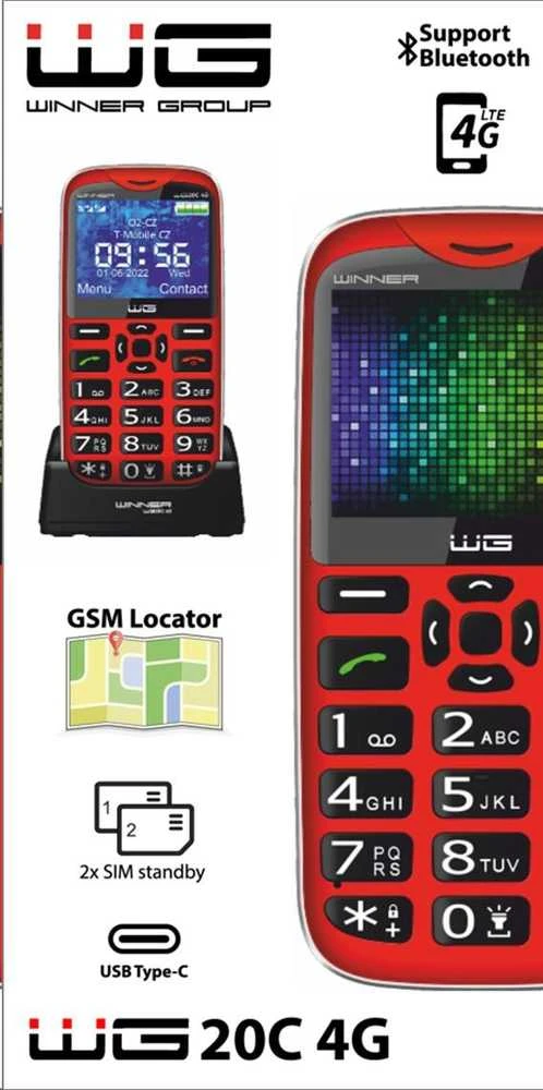 Mobilusis telefonas Winner Group TELEFONAS WINNER GROUP WG20C 4G Raudonas