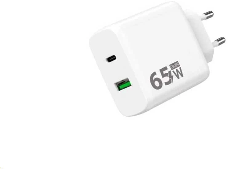 „Winner Group WG“ – GaN maitinimo įkroviklis, 2x USB 65W, 1x USB-C PD 65W + 1x USB-A QC3.0 18W, baltas