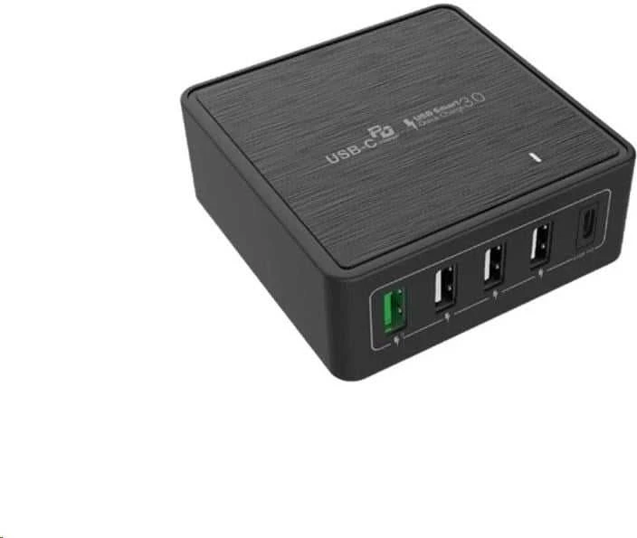 „Winner Group WG“ – maitinimo adapteris, 5x USB 60W, 1x USB-A QC 3.0 + 3x USB-A išmanusis IC + 1x USB-C PD, juodas
