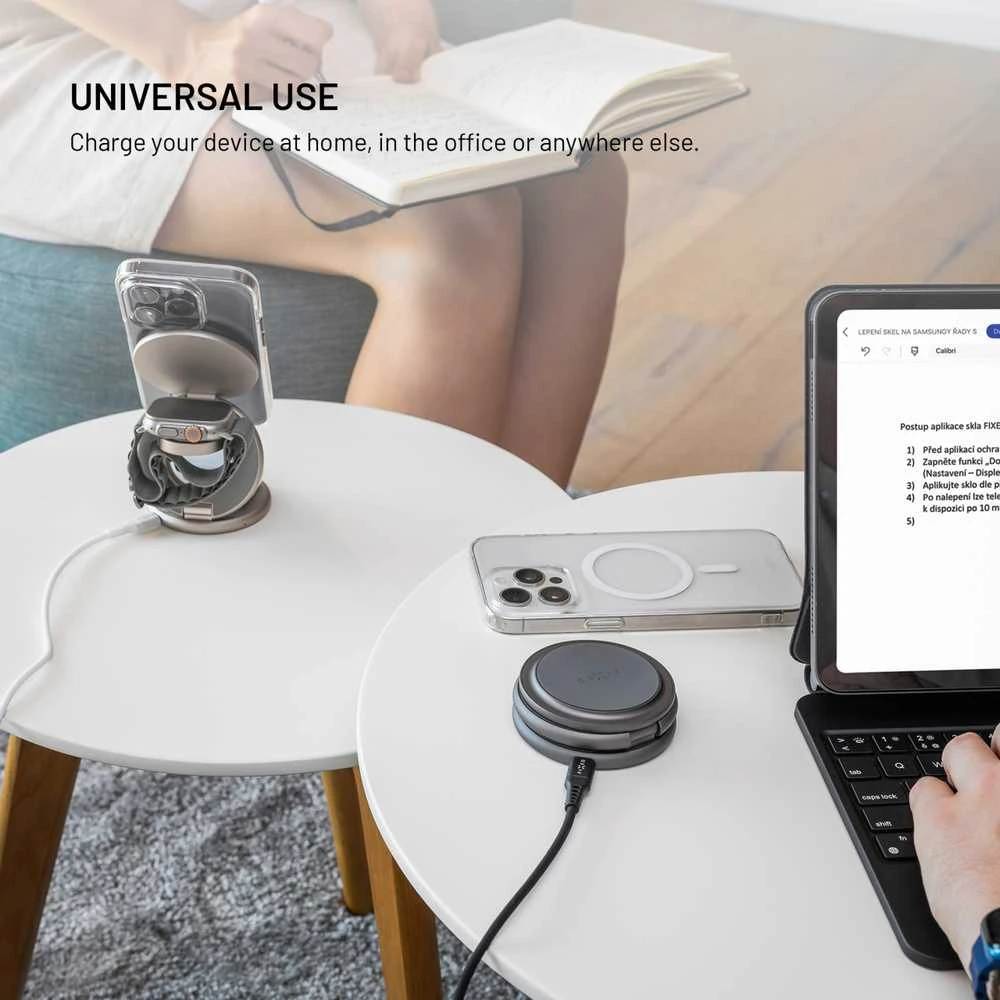 FIXED MagPowerstation Round MagSafe belaidis įkroviklis