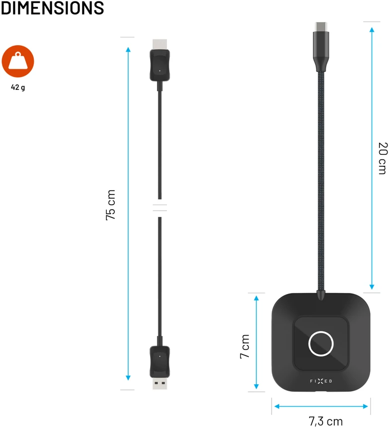 Fixed Fiksuota AV signalo perdavimo sistema Belaidis HDMI siųstuvas / siųstuvas Fiksuotas AirLink, 100W, PD 3.0, juodas