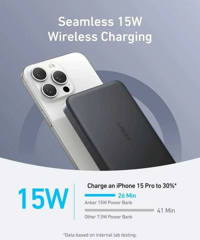 Anker MagGo Wireless Powerbank (su 30 W C prievadu, itin plonas) | A1664H11 | 10000 mAh | Juodas