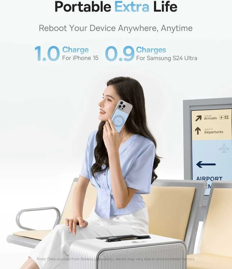 Baseus powerbank with stand PicoGo Qi2 5000mAh 20W (mėlynas)