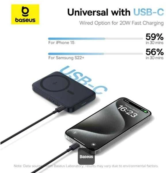Baseus PicoGo Qi2 5000 mAh 20W juoda