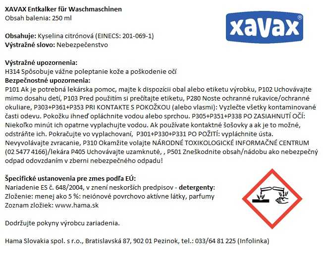 Xavax ODKAMIENIACZ DO PRALEK, 250 ML
