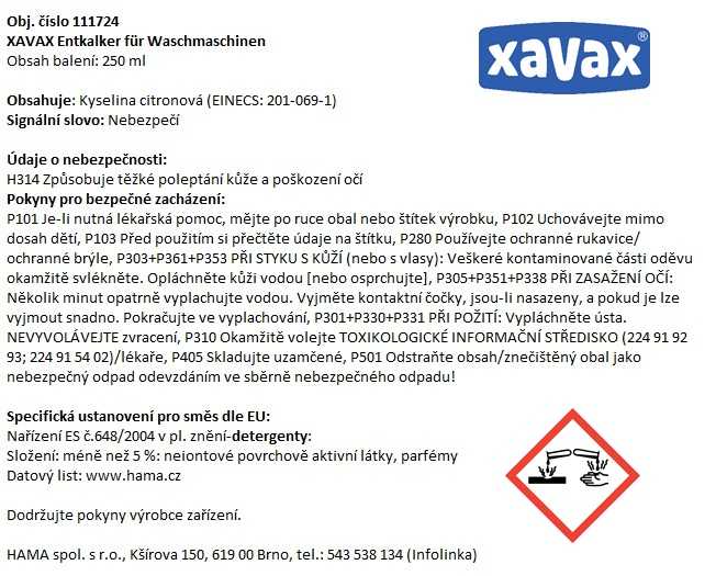 Xavax ODKAMIENIACZ DO PRALEK, 250 ML