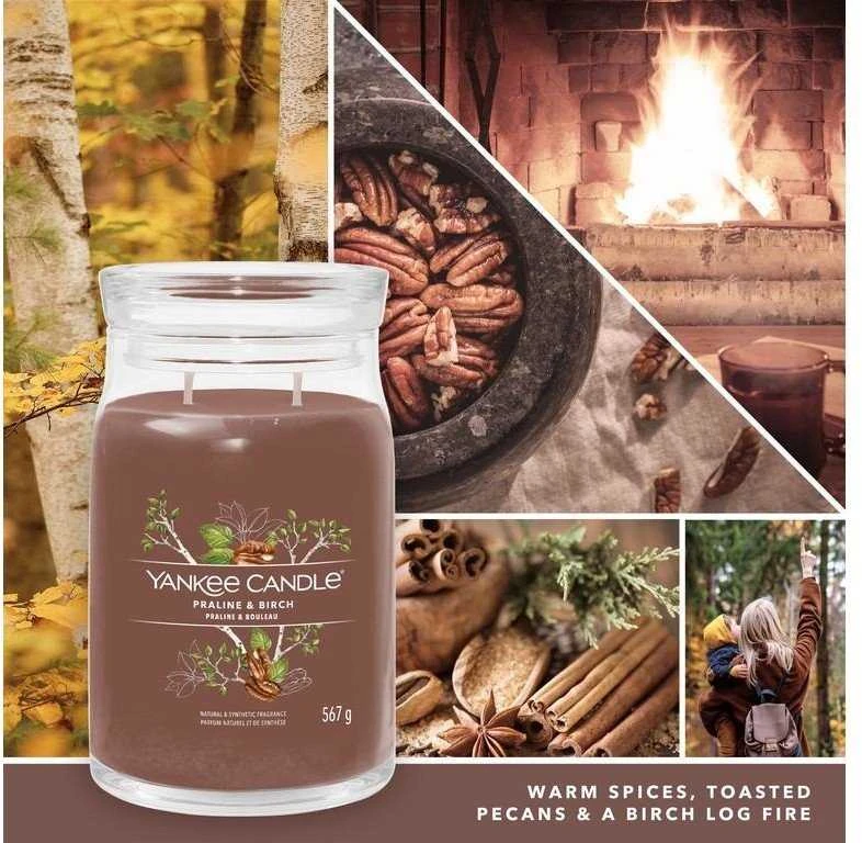 Yankee Candle Aromatinė žvakė Signature didelis stiklas Praline - Beržas 567 g