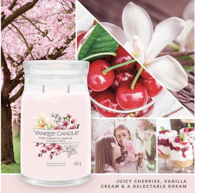Yankee Candle Aromatinė žvakė Signature glass medium Rožinė Cherry - Vanilla 368 g