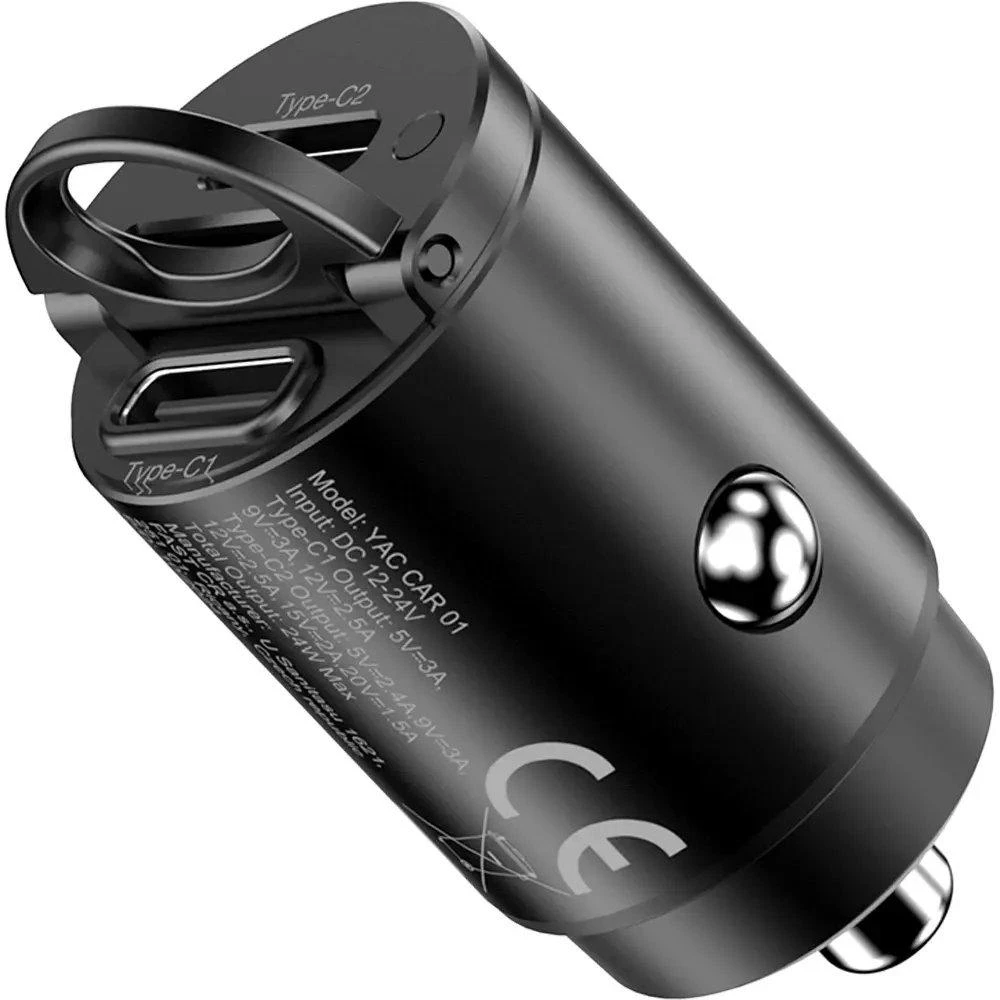 Yenkee Automobilinis įkroviklis automobiliams 01, maitinimo šaltinis 30 W, 2 x USB-C