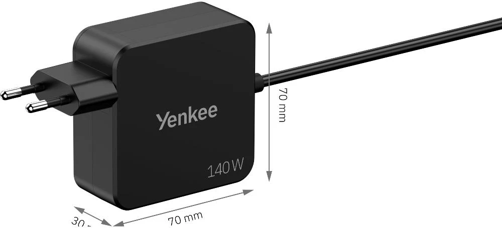 Yenkee Maitinimo šaltinis Įkroviklis 140w usb-c yau ntc140 pd 140w, kabelis 1.8m