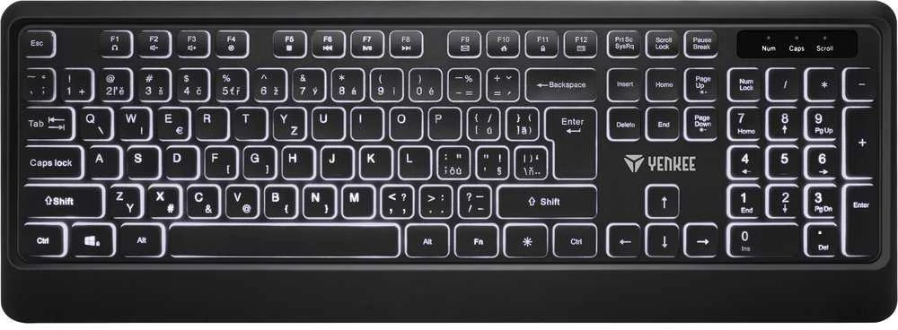 Yenkee USB Klaviatūra YKB 1025CS Vision, laidinė, su apšvietimu, juoda