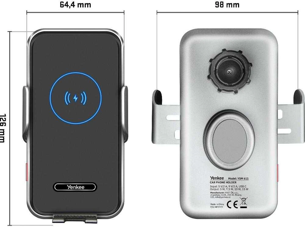 YSM 611 automobilio telefono laikiklis 15W YENKEE