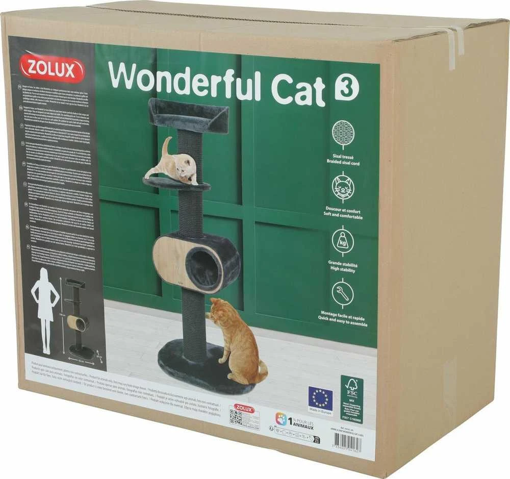 ZOLUX draskymasis stulpelis Wonderful Cat 3 spalvų pilkos - kačių draskymas - 62,5 x 63 x 158cm
