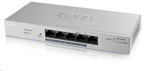 Šakotuvas ZYXEL GS1200-5HP, 5 PORT GIGABIT POE+ WEBMANAGED DESKTOP SWITCH, 4X POE, 60 WATT (5Y WARRANTY)