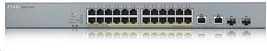Šakotuvas ZYXEL GS1350-26HP, 26 prievadų valdomas CCTV POE komutatorius, didelio nuotolio, 375 W (1 metų NCC PRO paketo licencija) (5 metų garantija)