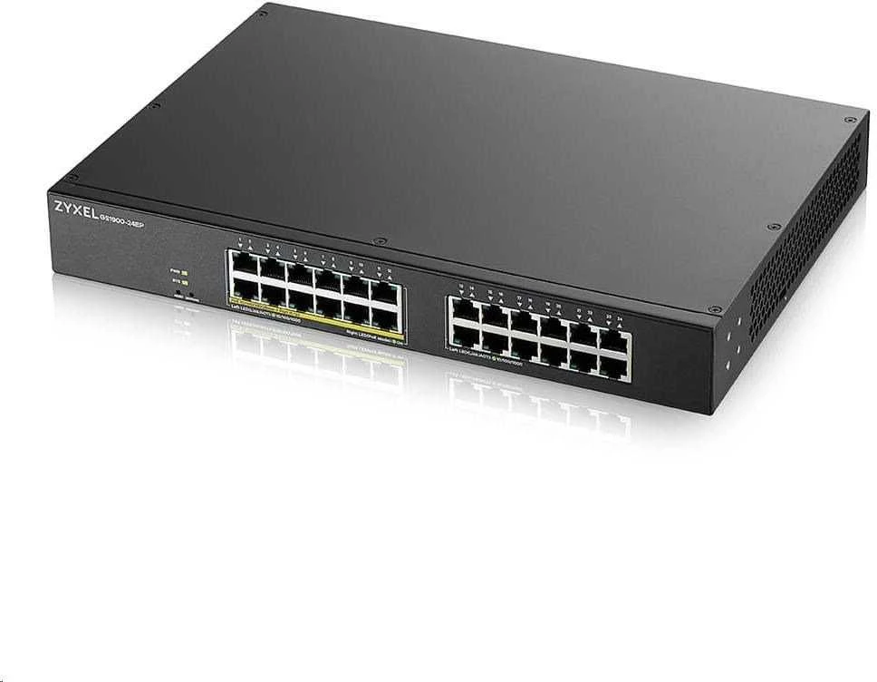 Šakotuvas ZYXEL GS1900-24EP, 24 PORT GBE L2, 12 PORT POE SMART SWITCH, MONTAVIMAS, 130 W (5 M. GARANTIJA)