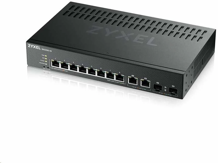 Šakotuvas ZYXEL GS2220-10, ES REGIONAS, 8 PRIEVADŲ GBE L2 KOMUTATORIUS SU GBE UPLINK (1 METŲ NCC PRO PACK LICENCIJA) (5 METŲ GARANTIJA)