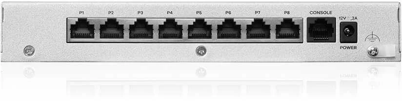Maršrutizatorius ZYXEL USG FLEX 100 H, 8 GIGABIT USER-DEFINABLE PORTS, 1*USB WITH 1 YR ENTRY DEFENSE PACK (5Y WARRANTY)