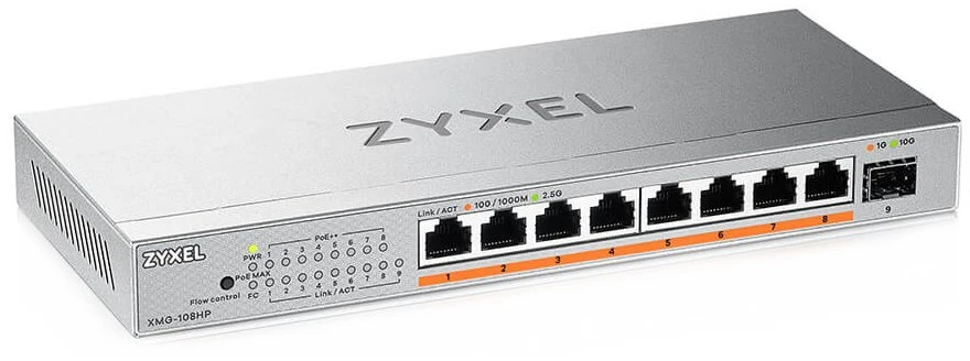 ZYXEL XMG-108 8 PORTS 2,5G + 1 SFP+, 8 PORTS 100W TOTAL POE++ DESKTOP MULTIGIG UNMANAGED DESKTOP SWITCH (2Y WARRANTY)