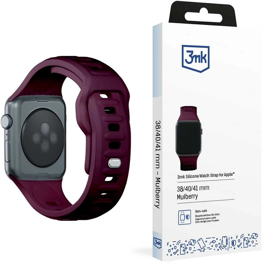 3mk silikoninis dirželis laikrodžiui Apple Watch 38 / 40 / 41 mm - Burgundy