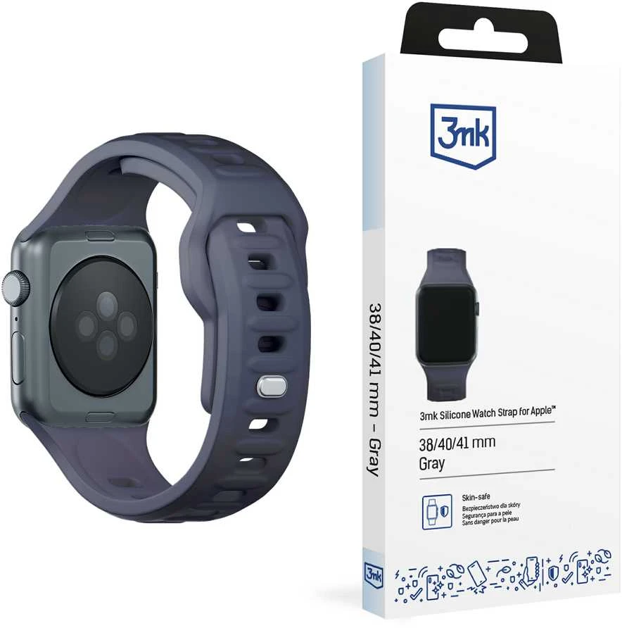 3MK silikoninis laikrodžio dirželis pilkas skirtukas Apple Watch 38/40/41mm