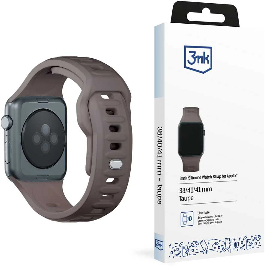 3MK silikoninis laikrodžio dirželis pilkšvai rudas Apple Watch 38/40/41 mm