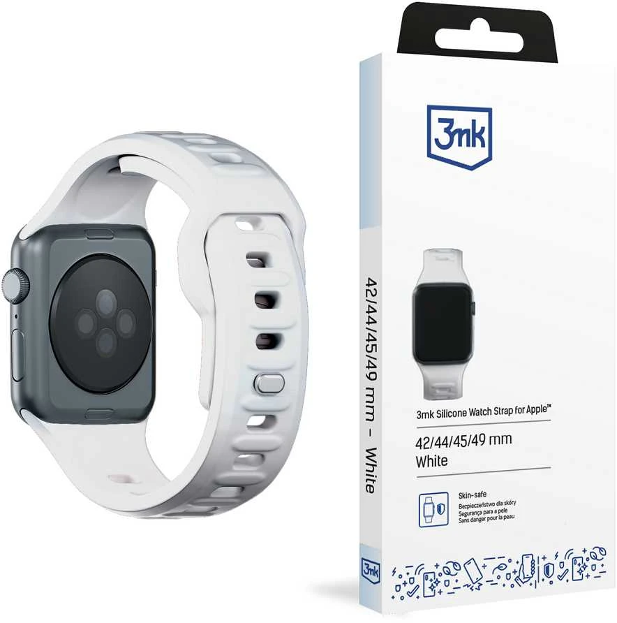 3MK silikoninis laikrodžio dirželis balta/whitedla Apple Watch 42/44/45/49mm