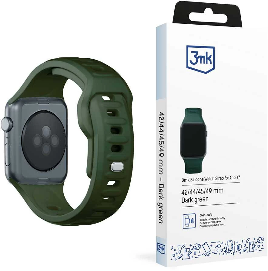 3MK Silicone Watch apyrankė Dark žalios spalvos for Apple Watch 42/44/45/49mm