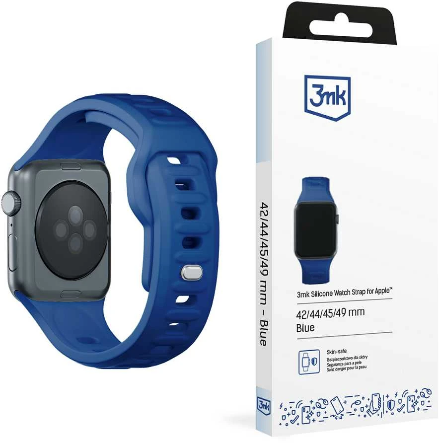 3MK silikoninis laikrodžio dirželis Mėlyna, skirtas Apple Watch 42/44/45/49 mm