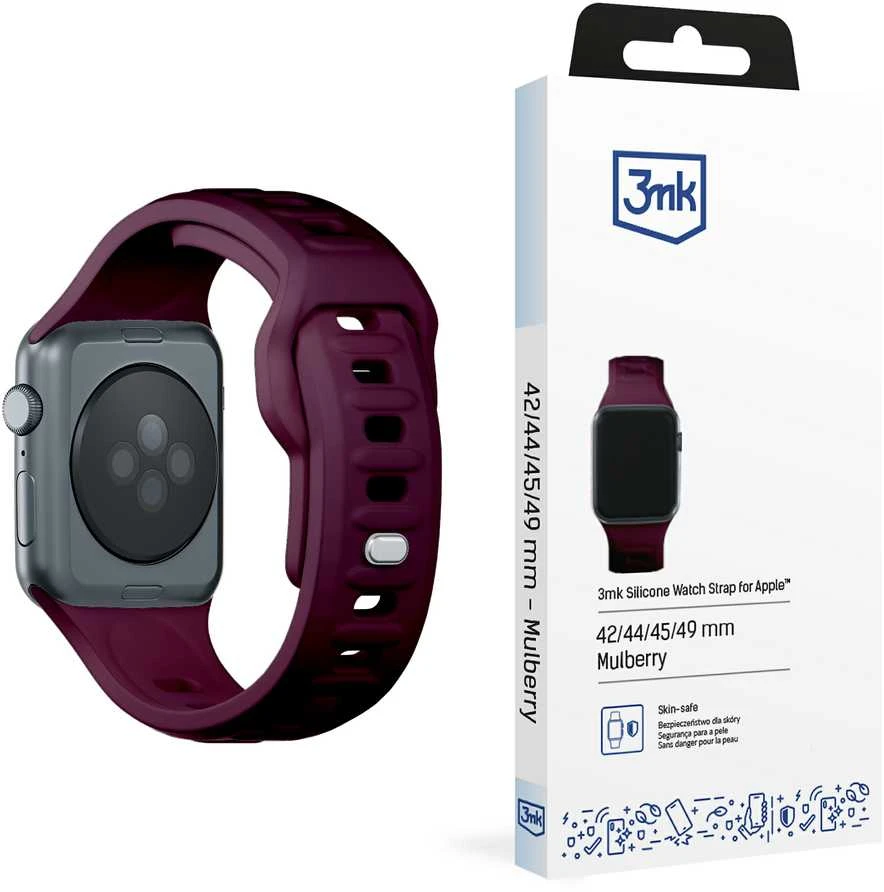 3MK silikoninis laikrodžio dirželis, šilkmedžio spalvos, skirtas „Apple Watch“ 42/44/45/49 mm