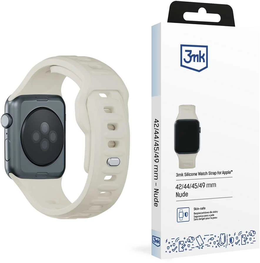 3MK silikoninis laikrodžio dirželis, smėlio spalvos, skirtas „Apple Watch 42/44/45/49 mm“