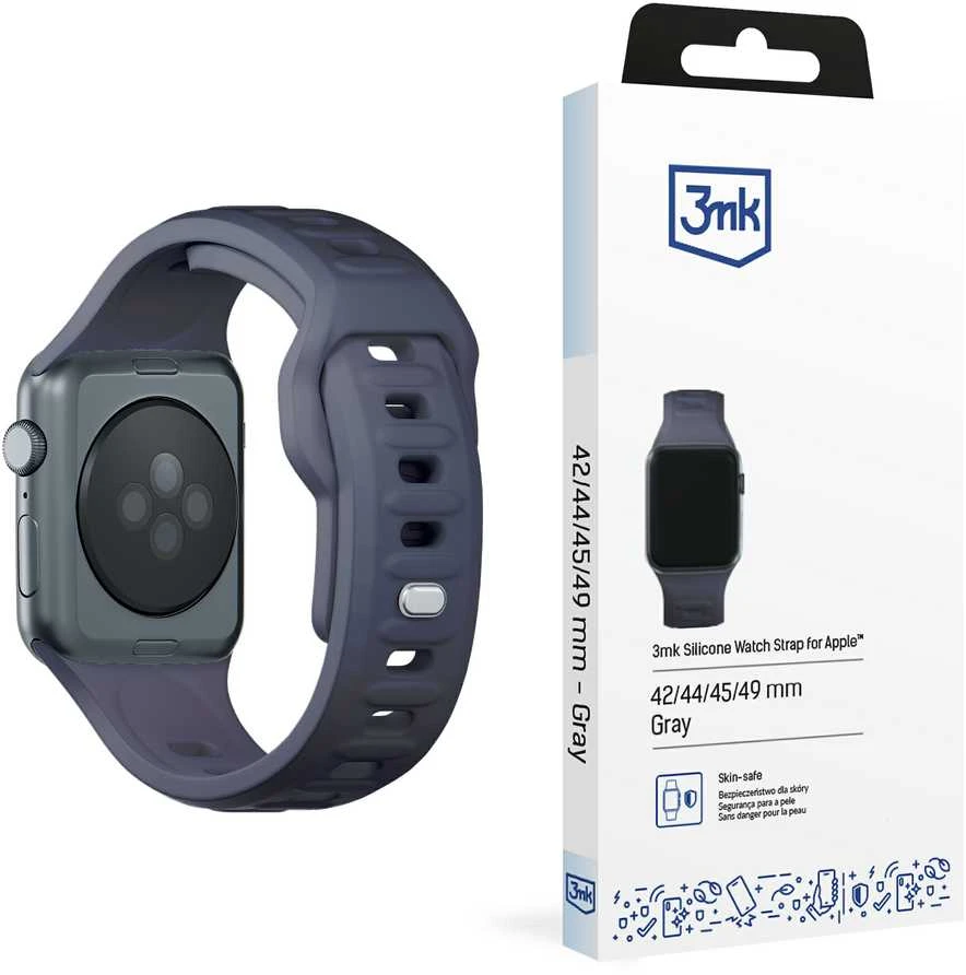 3mk silikoninė apyrankėApple Watch 42 / 44 / 45 / 49 mm - pilkos spalvos