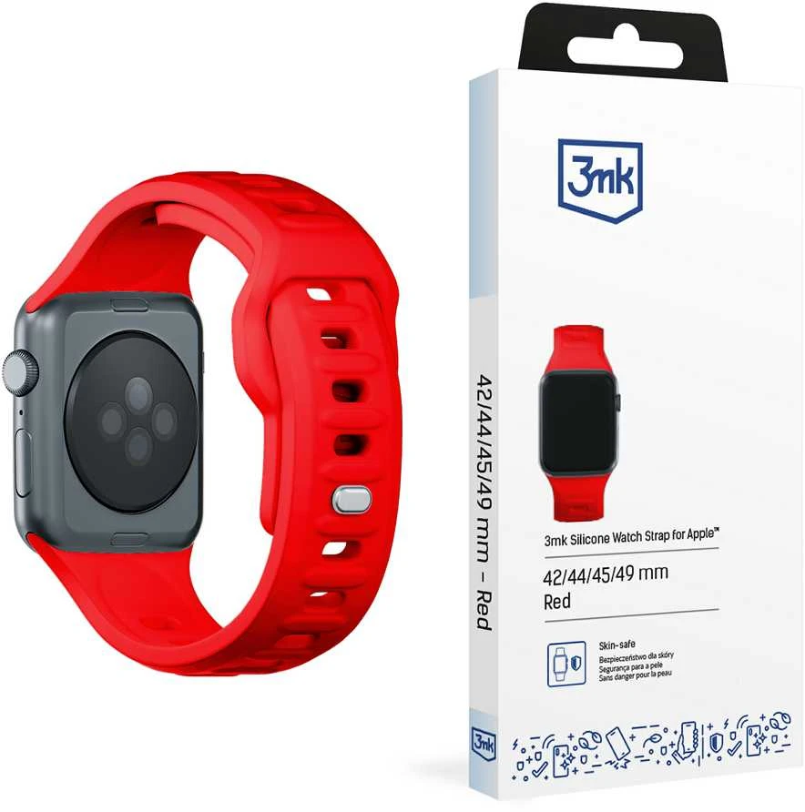 3MK silikoninė laikrodžio apyrankė, raudona, skirta Apple Watch 42/44/45/49mm