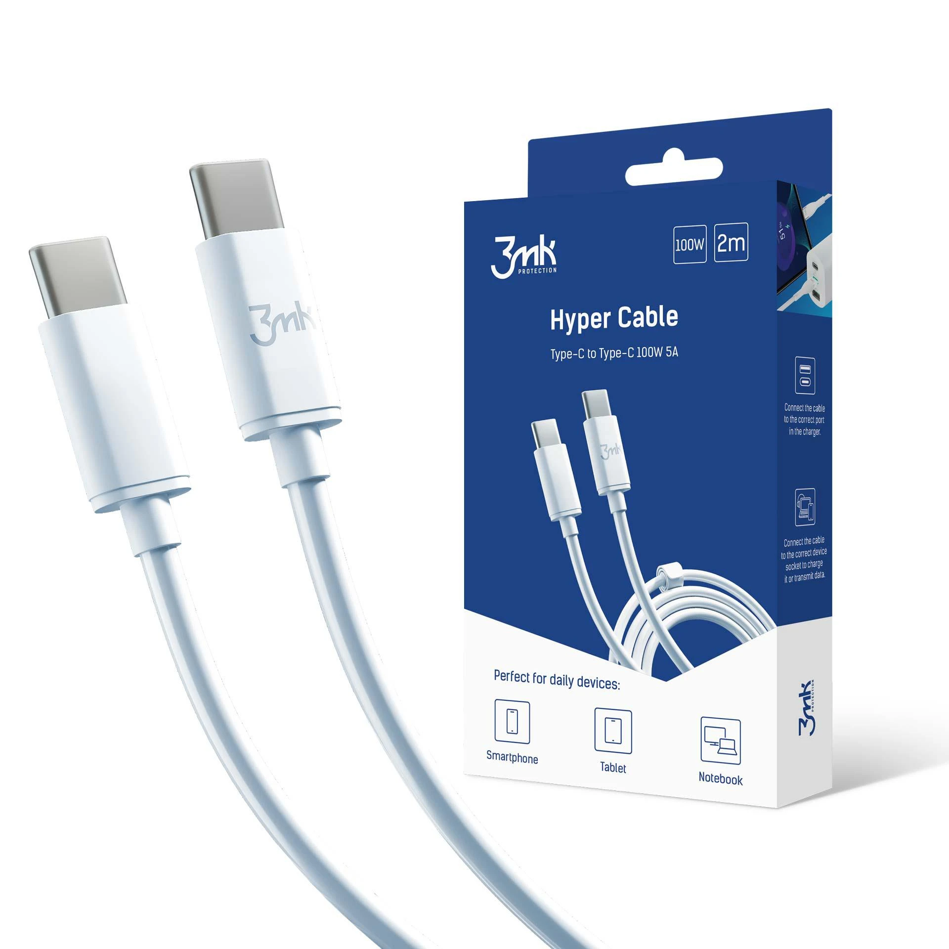 3MK Kabelis HYPER TYPE-C/TYPE-C 2M 100W 5A