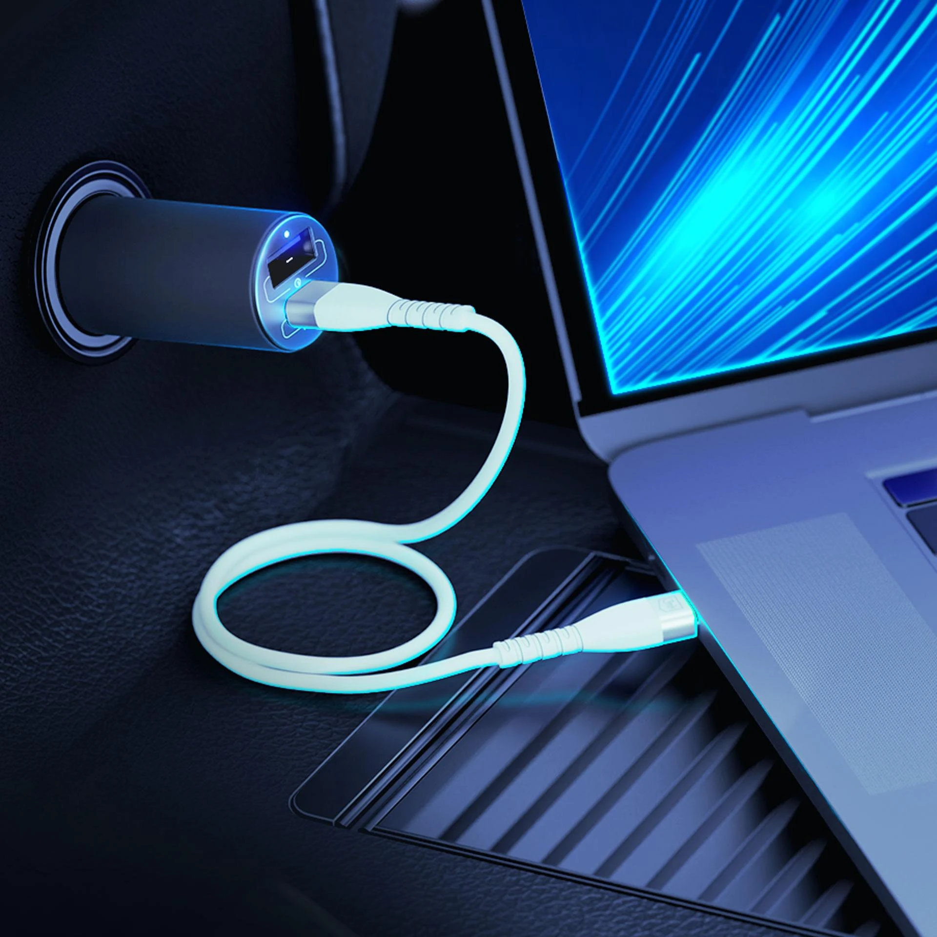 Įkroviklis automobilinis 3mk Hyper Car Charger 100W 1xUSB-C + 1xUSB-A