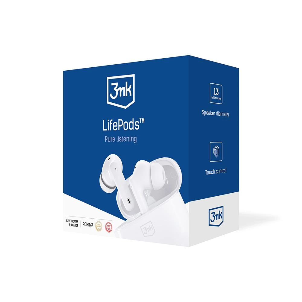 Belaidės ausinės 3mk LifePods baltos