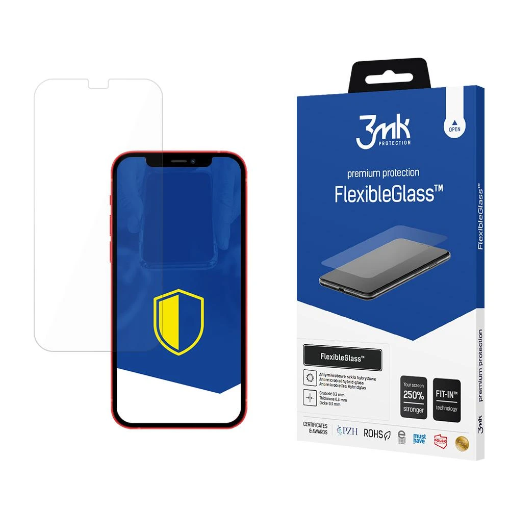 3MK FlexibleGlass skirtas iPhone 12 Mini, hibridinis stiklas, skaidrus, skaidrus ekrano apsauginis sluoksnis