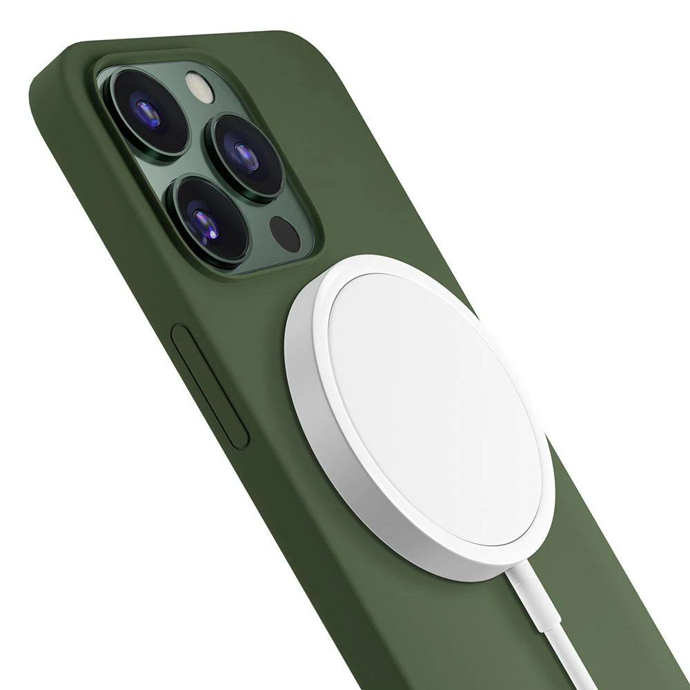 Dėklas Apple iPhone 13 Pro Max – 3mk Hardy Silicone MagCase Alpine Žalias