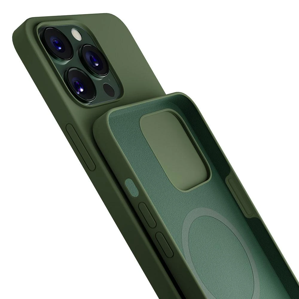 Dėklas Apple iPhone 13 Pro Max – 3mk Hardy Silicone MagCase Alpine Žalias