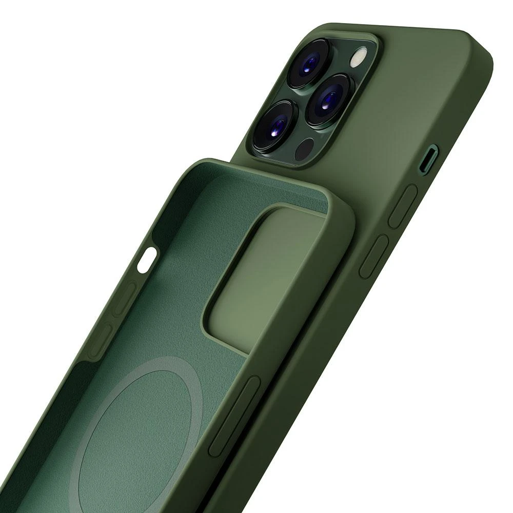 Dėklas Apple iPhone 13 Pro Max – 3mk Hardy Silicone MagCase Alpine Žalias