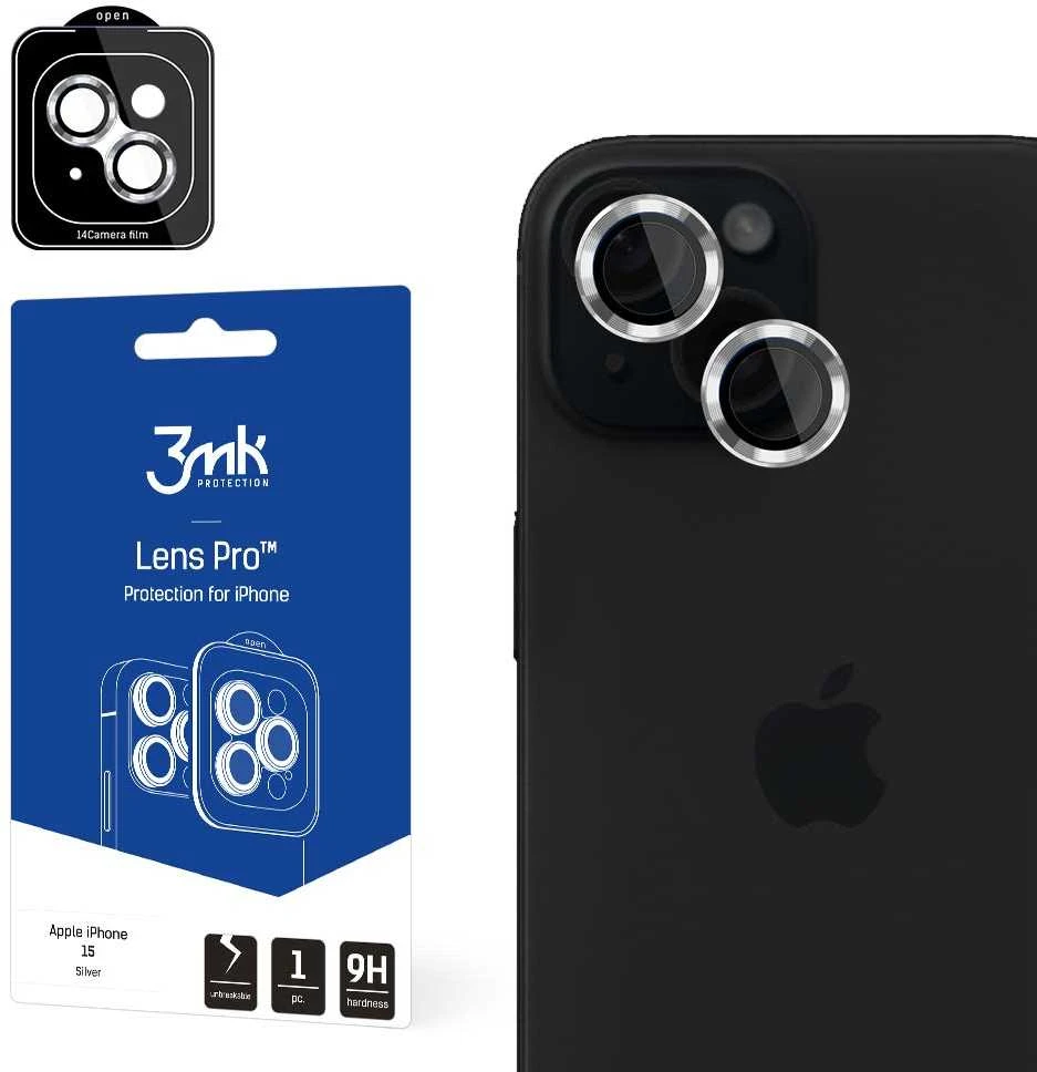 Apsauginis stikliukas kamerai 3mk Lens Pro Apple iPhone 15 sidabrinis