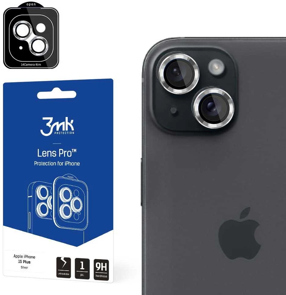 Apsauginis stikliukas kamerai 3mk Lens Pro Apple iPhone 15 Plus sidabrinis