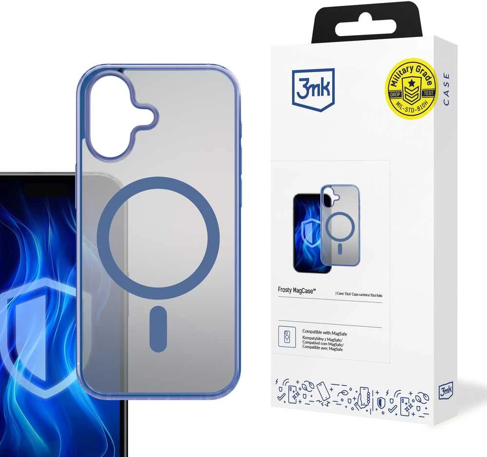 3MK Frosty Mag Apple iPhone 16 dėklas telefonui mėlynos spalvos