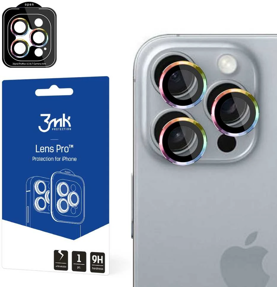 3mk Lens Protection Pro Kameros apsauga su vaivorykštės rėmeliu Apple iPhone 16 Pro /16 Pro Max
