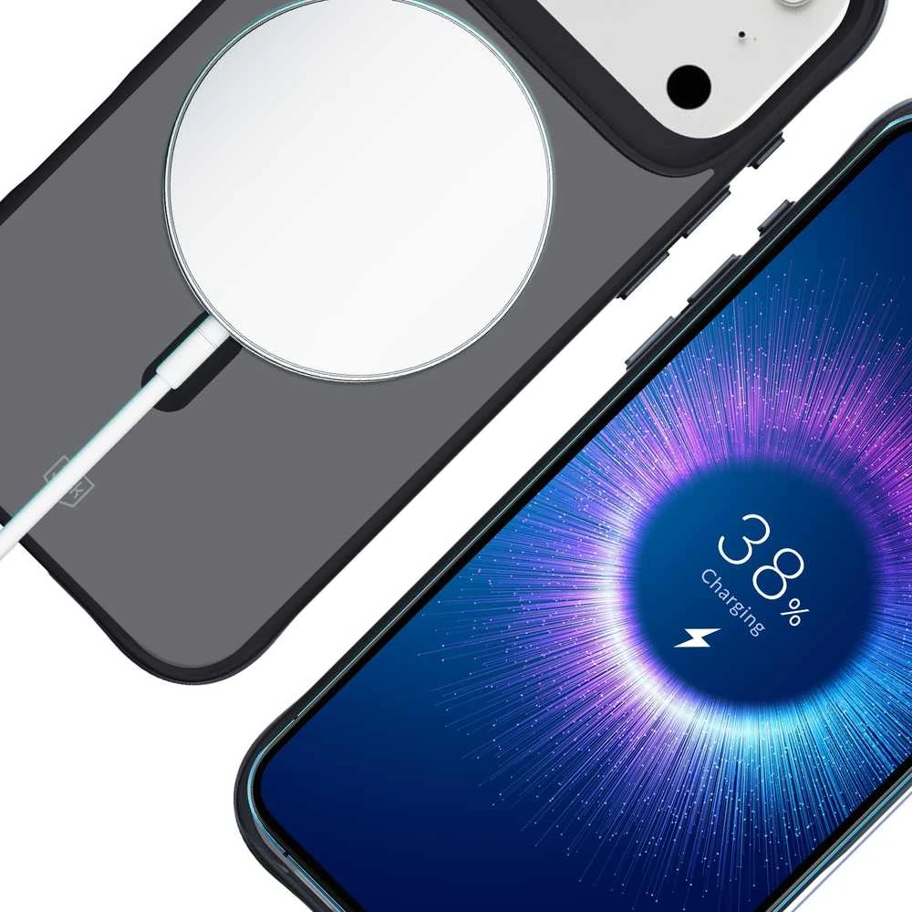 Dėklas 3Mk apsauga 3mk dūmų spalvos „MagCase“, skirtas „iPhone 17 Pro Max“ – juodas pusiau permatomas