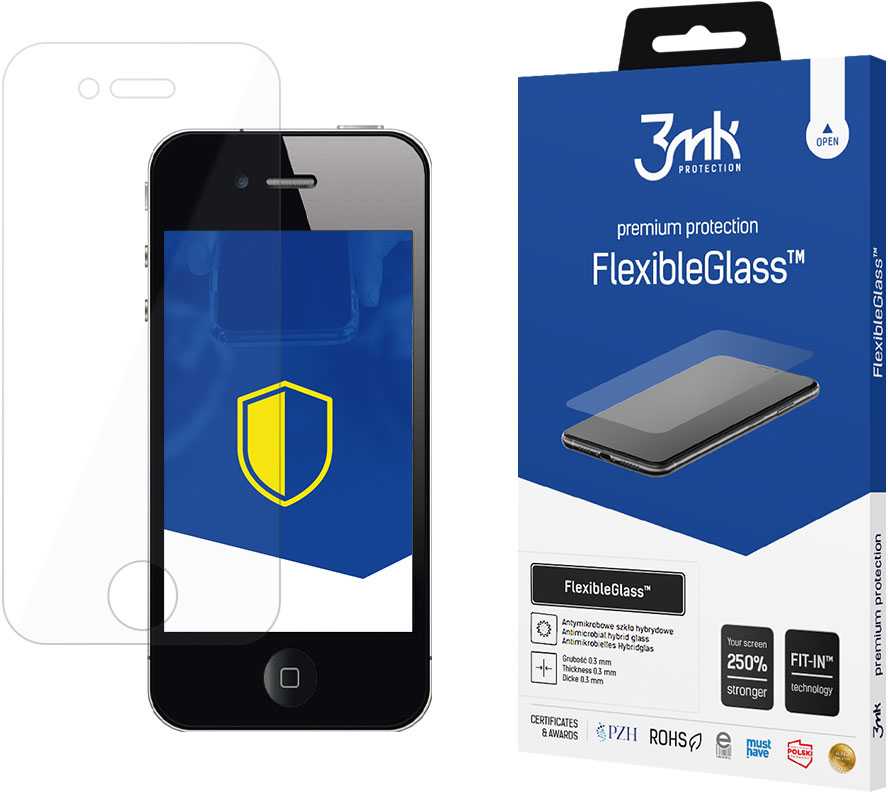 3MK FlexibleGlass ekrano apsauga, Apple, iPhone 4, hibridinis stiklas, skaidrus