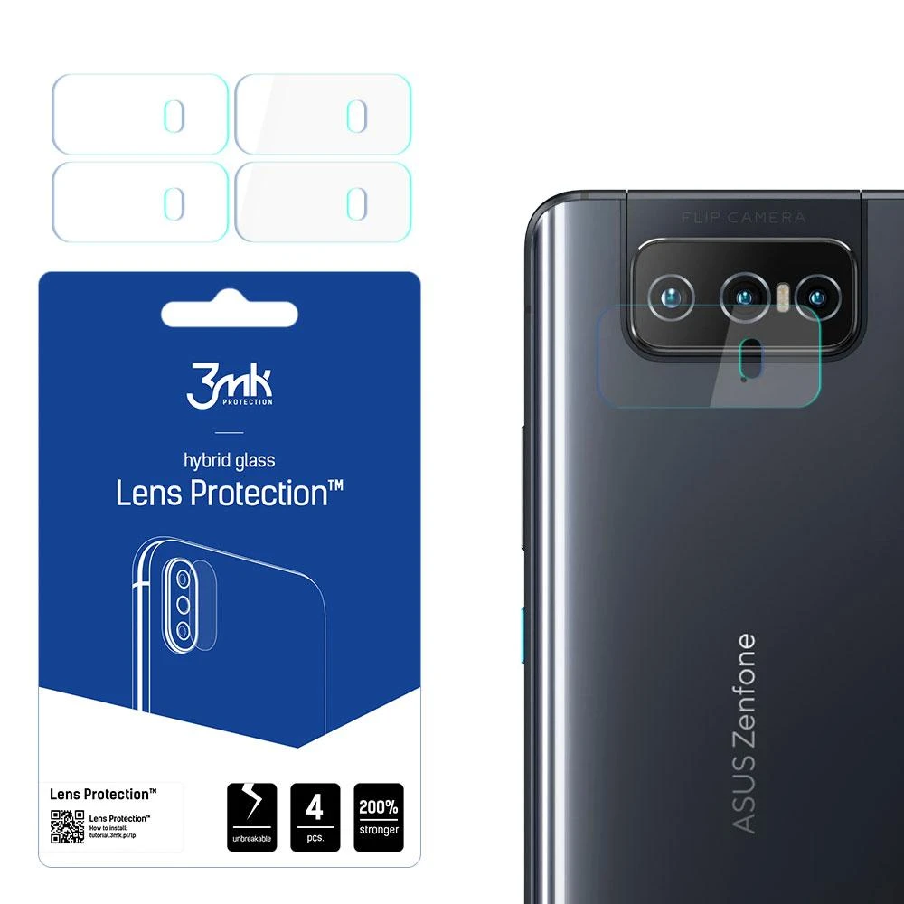 HYBRID GLASS 3MK FLEXIBLE GLASS LENS ASUS ZENFON 8 FLIP 5G CAMERA 4 PCS.