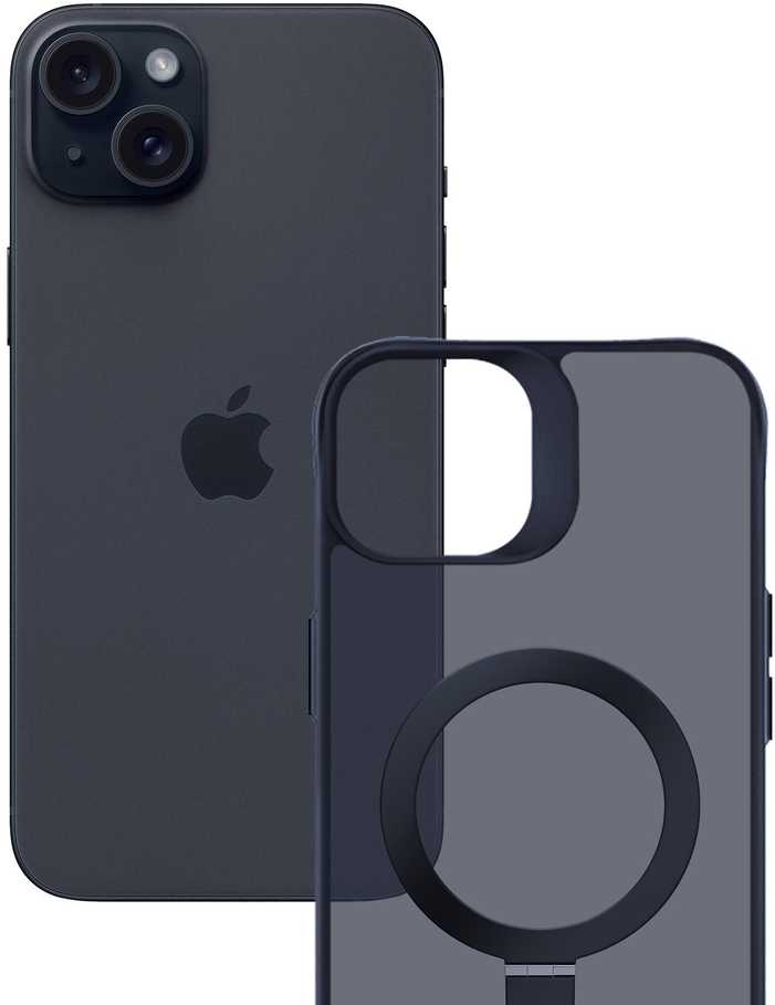 Dėklas 3MK Smoke Apple iPhone 15 Magsafe ir stovas